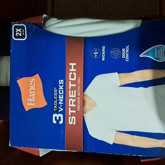 Hanes men's XL or 2Xl white shirts 3 V neck undershirt - Picture 6 of 7